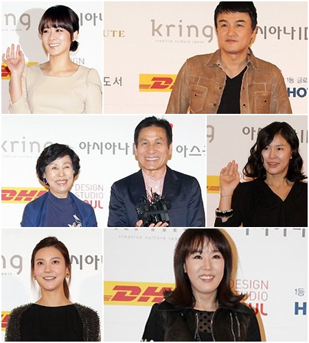 사진 왼쪽 위부터 개막식에 참석한 류현경, 박중훈, 손숙, 안성기, 예지원, 차예련, 강수연 ⓒ이기범 기자