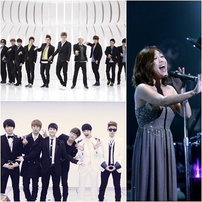 슈퍼주니어(왼쪽 위부터 시계방향) 박정현 비스트