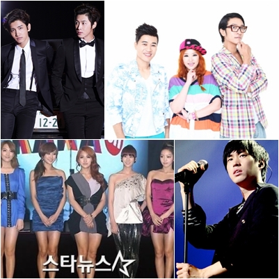 동방신기(왼쪽 위부터), 코요태, 타블로, 카라 ⓒ머니투데이 스타뉴스