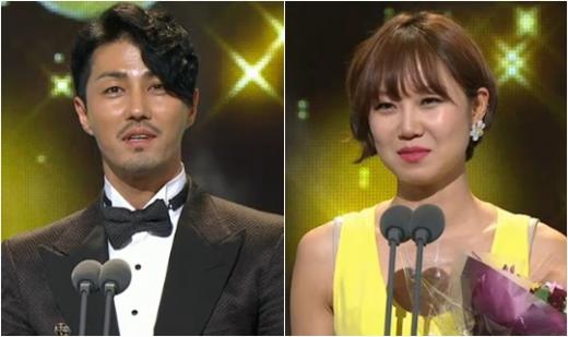 미니시리즈 부문 최우수상을 수상한 차승원(왼쪽)과 공효진 ⓒ사진=MBC 드라마대상 방송화면
