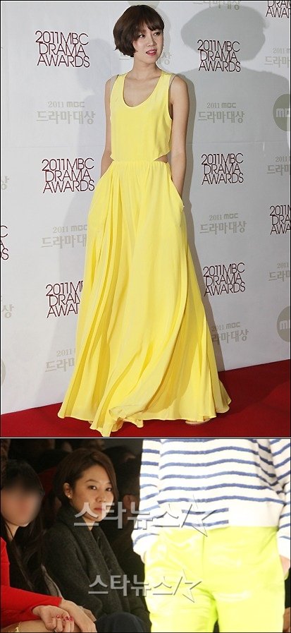 MBC드라마대상 시상식의 공효진(사진 위)와 10월 박승건 디자이너 콜렉션에 참석한 공효진. ⓒ머니투데이 스타뉴스