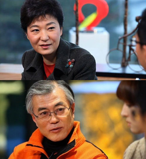 SBS '힐링캠프'에 출연한 박근혜 한나라당 비상대책위원장과 문재인 노무현재단 이사장.