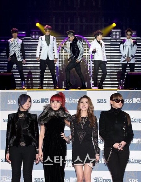 빅뱅(위)과 2NE1