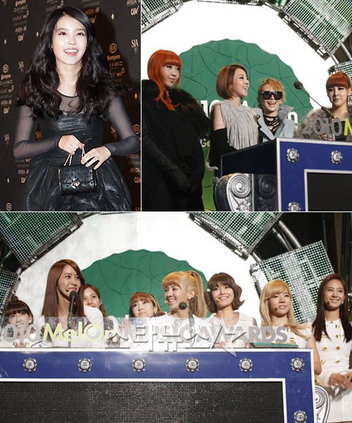 아이유, 2NE1, 소녀시대 (사진 왼쪽 위부터 시계방향)