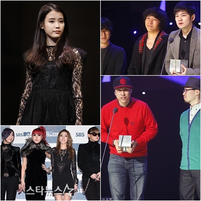 아이유(왼쪽부터 시계방향) 장기하와 얼굴들 가리온 2NE1