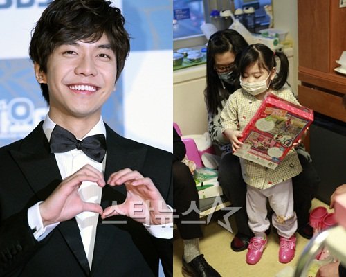 이승기(왼쪽, ⓒ스타뉴스)와 조은서양(사진=정몽준의원 트위터). 조양이 이승기가 선물한 장난감을 들고 있다.
