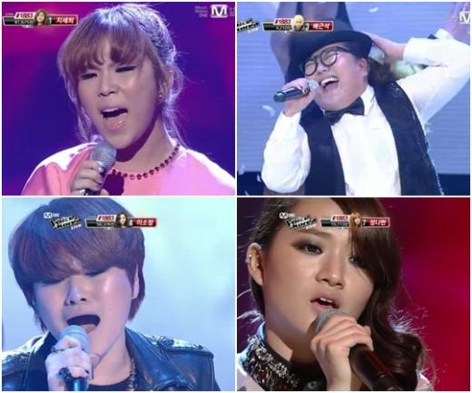 (왼쪽 위부터 시계방향)정나현, 지세희, 이소정, 손승연 ⓒ사진=Mnet '보이스 코리아' 방송화면