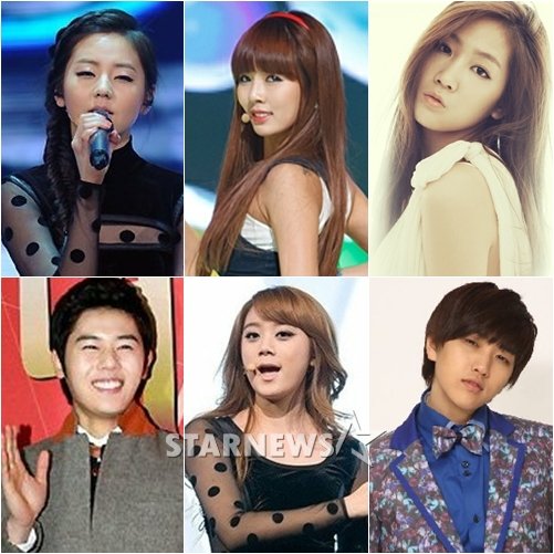 소희(왼쪽위부터 시계방향) 현아, 소유, 산들, 혜림, 동준