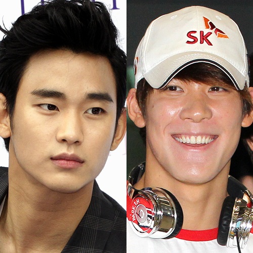 김수현(왼쪽)과 박태환 ⓒ스타뉴스