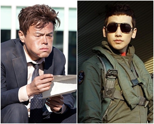 박진영(왼쪽), 정지훈 (영화 '5백만불의 사나이' '알투비:리턴투베이스 스틸)