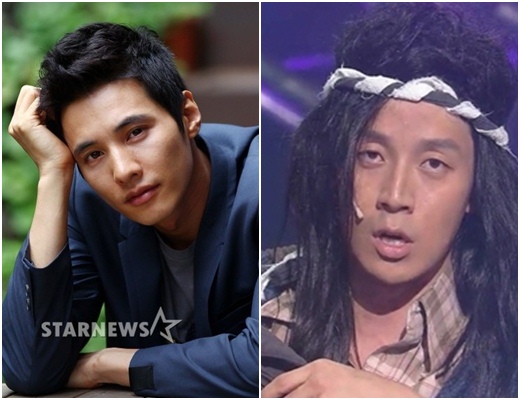 원빈(왼쪽, ⓒ스타뉴스)과 허경환(KBS 2TV '개그콘서트' 캡처>