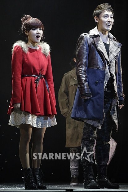 포미닛 전지윤(왼쪽)과 뮤지컬 배우 서지훈 ⓒ사진=이기범 기자