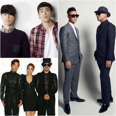 배치기(왼쪽위부터 시계방향), 리쌍, MFBTY