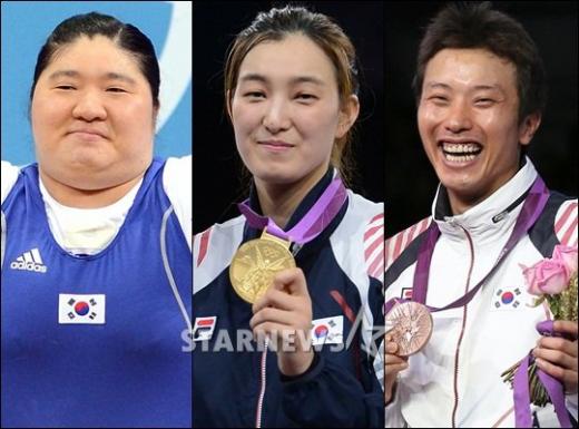 장미란 황경선 최병철(왼쪽부터) 선수 <사진=올림픽사진공동취재단>