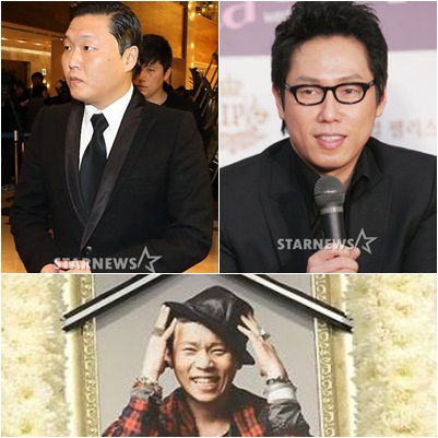 싸이(왼쪽 위부터 시계방향)와 윤종신, 고 임윤택