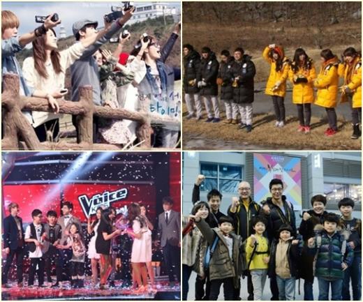 (왼쪽위부터 시계방향)tvN '더로맨틱&아이돌', SBS '스타애정촌', SBS '정글의 법칙K', Mnet '보이스 코리아 키즈'
