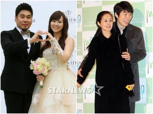 왼쪽부터 레이먼킴·김지우 커플, 임요환·김가연 커플/사진=머니투데이 스타뉴스