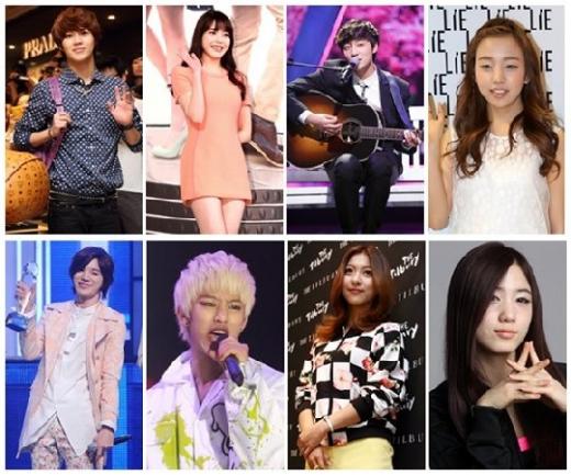 (왼쪽 위부터 시계방향) 태민 아이유 로이킴 백아연 효영 루나 대현 성종 / 사진=머니투데이 스타뉴스