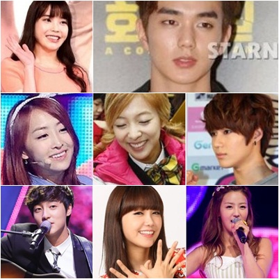 아이유(왼쪽위부터 시계방향), 유승호, 샤이니의 태민, 에이핑크의 윤보미, 정은지, 로이킴, 씨스타의 다솜, f(x)의 루나 /사진=스타뉴스