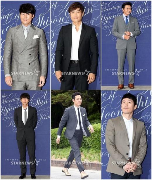왼쪽 위부터 시계방향으로 정우성, 이병헌, 장동건, 장혁, 이정재, 현빈 / 사진=이기범 기자