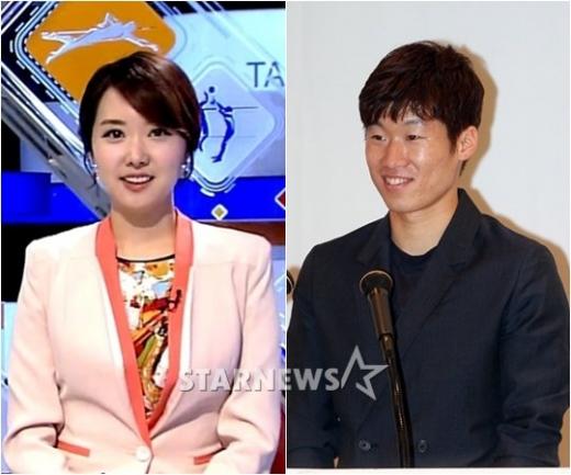 SBS 김민지 아나운서, 축구선수 박지성(왼쪽부터) /사진제공=SBS, 스타뉴스