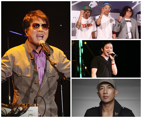 조용필, DJ DOC, 버벌진트, DJ KOO(왼쪽 위부터 시계 방향) / 스타뉴스