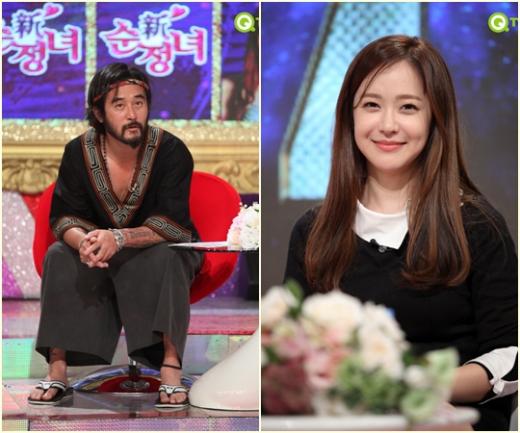 최민수(왼쪽)와 유소영 / 사진제공=QTV '신순정녀'