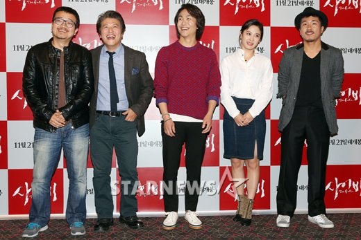 연상호 감독 권해효 오정세 박희본 양익준(왼쪽부터)/사진=최부석 기자