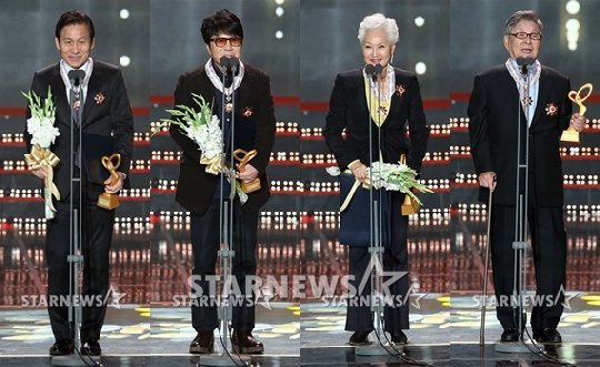 (왼쪽부터) 안성기, 조용필, 패티김, 구봉서 / 사진=최부석 기자