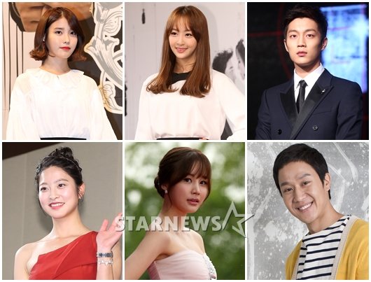 아이유(사진 맨 좌측부터 시계방향으로), 다솜, 윤두준, 정우, 윤진이, 박세영 /사진=스타뉴스