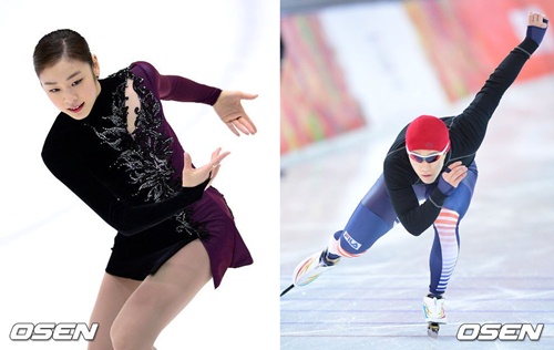 김연아(왼쪽), 모태범(오른쪽) /사진=OSEN