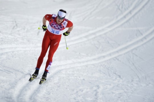 소치올림픽 크로스컨트리 남자 15km 프리스타일에서 금메달을 목에건 다리오 콜로냐(스위스) /사진 AFP=news1