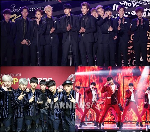 (위 왼쪽부터 시계방향으로) 엑소 빅스 B.A.P / 사진= 스타뉴스