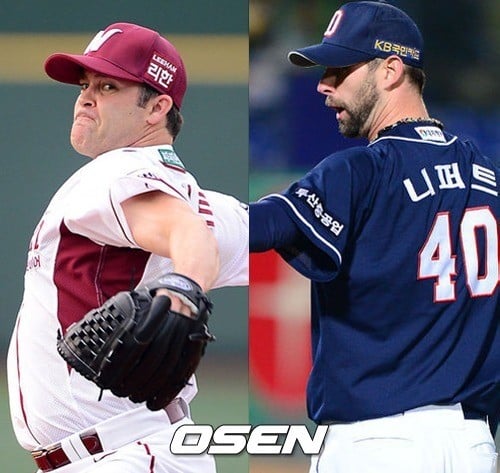나이트(좌)와 니퍼트. /사진=OSEN