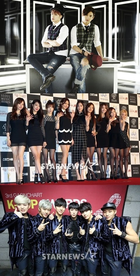 동방신기(위부터)와 소녀시대, B.A.P / 사진=SM엔터테인먼트, 스타뉴스