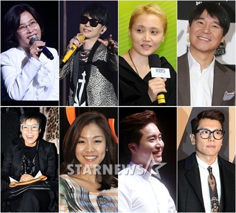 (위 왼쪽부터 시계방향으로) 이선희 이승환 이소라 임창정 박효신 조성모 박정현 이은미 / 사진=스타뉴스