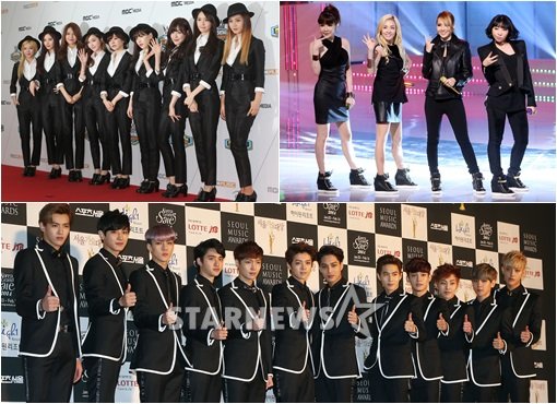 (위 왼쪽부터 시계방향으로) 소녀시대 2NE1 엑소 / 사진=스타뉴스
