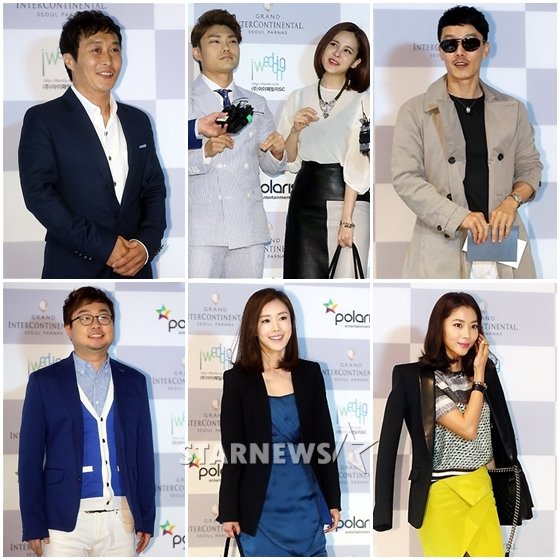 배우 박정철 결혼식을 축복하기 위해 하객으로 참석한 김병만, 김범수, 아이비, 성진우, 오윤아, 서주애, 박휘순(사진 좌측 맨 위부터 시계방향으로) /사진=임성균 기자