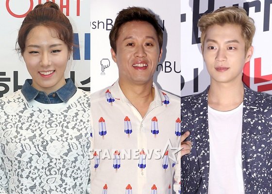 이상화 선수, 방송인 정준하, 비스트 윤두준(왼쪽부터) /사진=스타뉴스