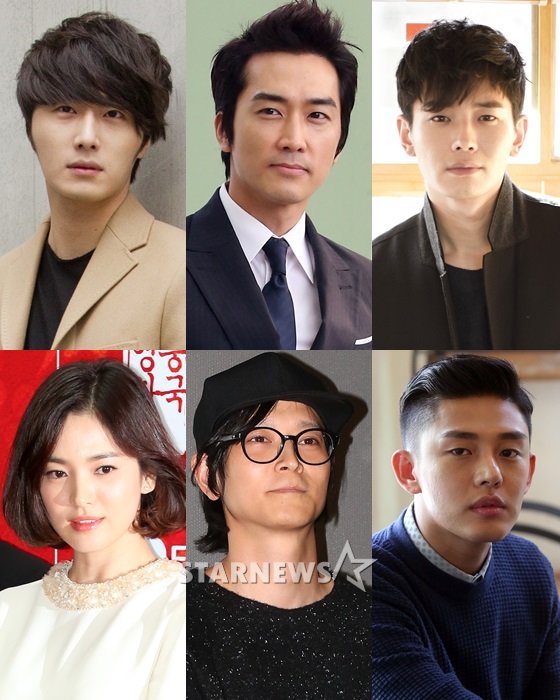 배우 정일우, 송승헌, 온주완, 유아인, 강동원, 송혜교(왼쪽 위부터 시계방향) /사진=스타뉴스