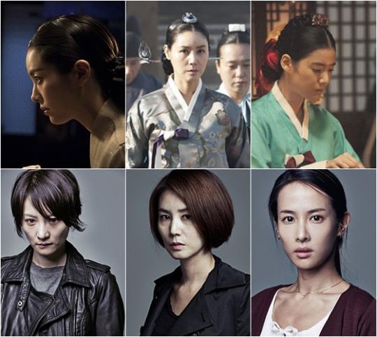 배우 한지민, 김성령, 정은채, 조여정, 김성령, 조은지(왼쪽위부터 시계방향)/사진=영화 '역린', '표적' 스틸