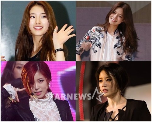 미쓰에이 수지, 소녀시대 수영, 티아라 지연, 시크릿 효성(왼쪽 위부터 시계방향) / 스타뉴스