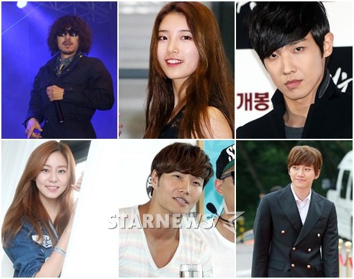 (위 왼쪽부터 시계방향으로) 타이거JK 수지 이준 준호 김종국 유이 / 사진=스타뉴스