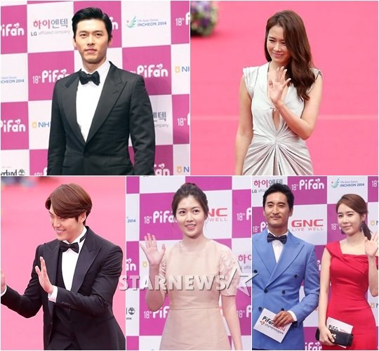 배우 현빈, 손예진, 유인나, 신현준, 심은경, 김우빈(왼쪽위부터 시계방향)/사진=이기범 기자, 홍봉진 기자