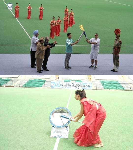 인도 뉴델리에서 성화 채화 행사가 열렸다. /사진=인천아시안게임 조직위원회 제공