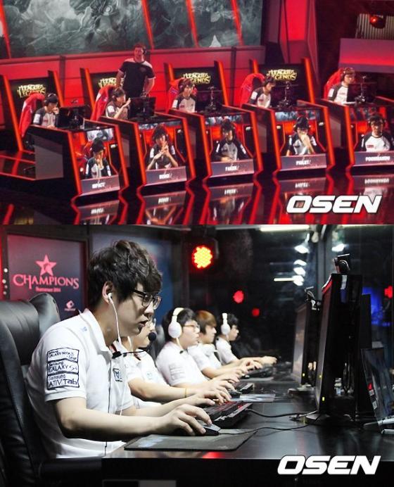 삼성 화이트(아래쪽)와 SKT1 K(위쪽)가 27일 롤드컵 직행 티켓을 놓고 격돌한다./ 사진=OSEN
