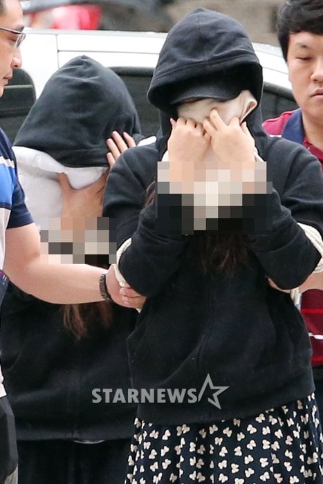 지난 3일 영장실질심사를 위해 서울중앙지법에 출석한 걸그룹 글램의 다희(20, 본명 김다희)와 모델 출신 B모씨. / 사진=이기범 기자