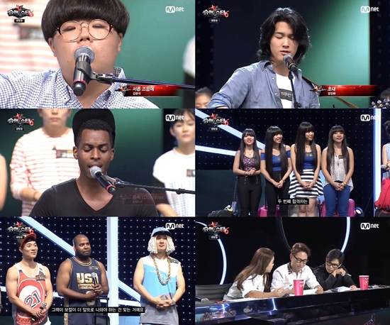 이예지(사진 좌측 맨 위부터 시계방향으로), 브라이언 박, 미카, 심사위원 3인, 트윈즈&그렉, 제이슨 레이/사진='슈퍼스타K6' 방송화면 캡처