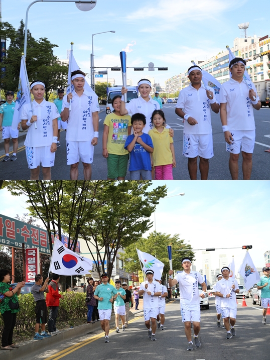 부천 지역 성화 봉송 모습. /사진=인천AG 제공