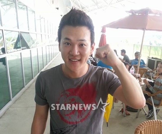 24일 고양체육관을 찾아 여자친구인 전희숙을 응원한 왕배. /사진=스타뉴스 전상준 기자